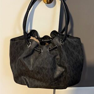 Michael Kors Black Shoulder Bag with Monogram Design